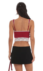 Lace Vest Top in Red