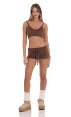 Fuzzy Crop Top in Brown