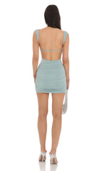 Open Back Bodycon Dress in Seafoam Blue