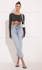 Crop Top in Shimmer Black