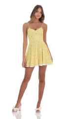 Floral Fit and Flare Dress in Yellow