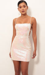 Sequin Dress in Pink Iridescent