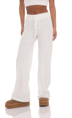 Fuzzy Straight Pants in White