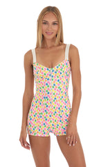 Hook and Eye Romper in Multi Kiss Print