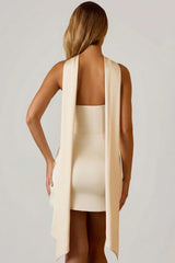 Scarf-Detail Strapless A-Line Mini Dress In Ivory