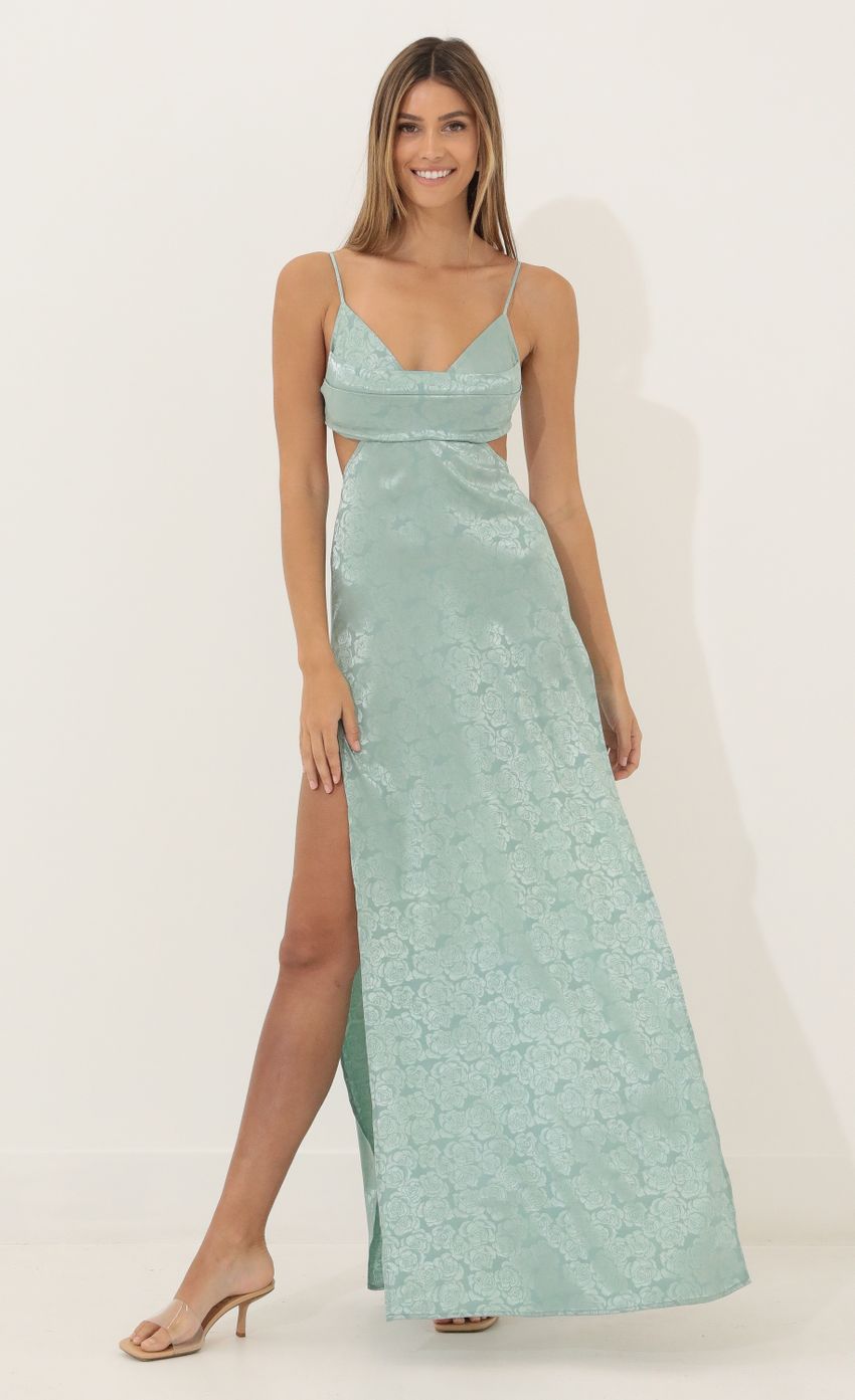 Cutout Floral Maxi in Green