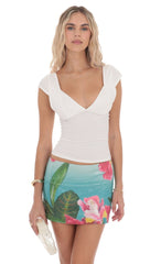 Floral Sequin Skirt in Tropical Print