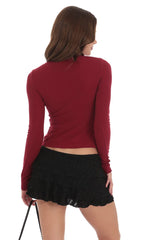 Ribbed Fly Away Top in Maroon