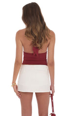 Denim Mini Skort in Ivory