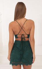 Lace Cutout Dress in Green