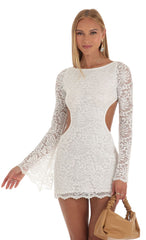 Lace Long Sleeve Dress in White