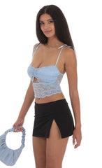 Lace Cutout Top in Blue