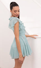 Wrap Dress in Seafoam Dotted Chiffon