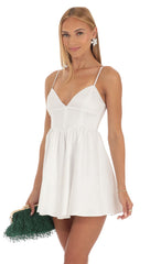 Corset Fit and Flare Dress in White