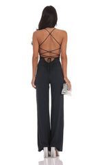 Open Back Bodycon Jumpsuit in Black