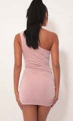 Asymmetric Shoulder Dress in Mauve