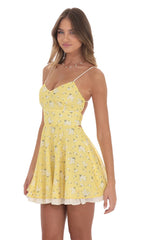 Floral Fit and Flare Dress in Yellow