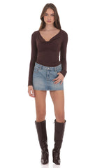 Low Rise Denim Mini Skirt in Light Blue
