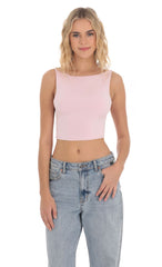 Embroidered Open Back Top in Pink