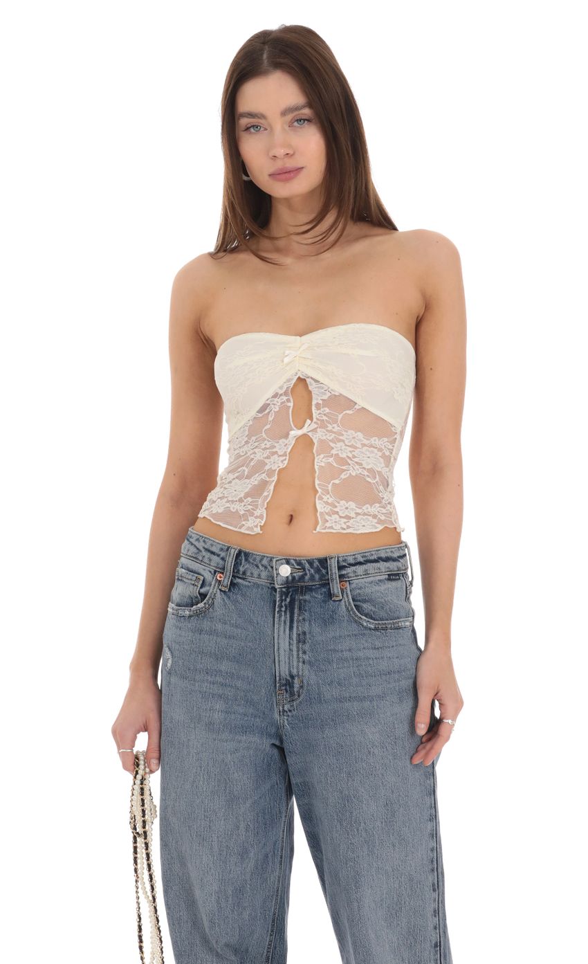 Strapless Lace Top in Cream