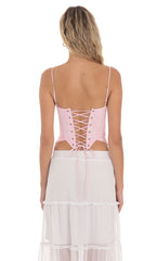 Striped Floral Corset Top in Pink