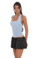 Satin Bubble Skort in Black