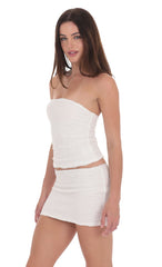 Strapless Ruffle Two Piece Set in White