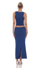 Two Piece Maxi Skirt Set in Blue