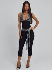 Lucy'S Malani Capri Jumpsuit Black Stripe