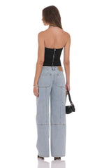 Relaxed Mid-Rise Jeans in Light Blue
