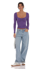 Fitted Long Sleeve Top in Purple