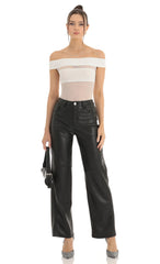 Off Shoulder Mesh Cut Out Bodysuit in White