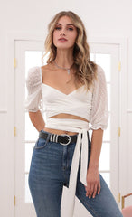Puff Chiffon Wrap Top