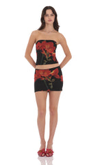 Mesh Floral Skirt in Black