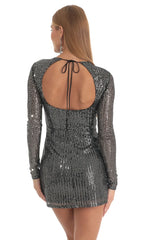 Sequins Crepe Corset Dress in Silver