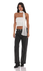 Strapless Scarf Top in White