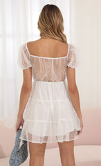 Dotted Organza Dress in White