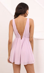 Plunge A-line Dress in Lavender
