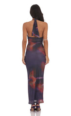 Halter Bodycon Maxi Dress in Blue
