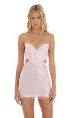 Sequin Corset Dress in Pink