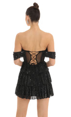 Sequin Corset Dress in Black