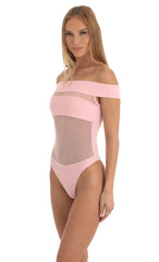 Mesh Illusion Bodysuit in Pink