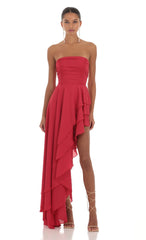 Asymmetrical Corset Dress in Red