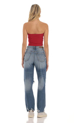 Distressed Jeans in Faded Denim