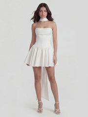 Ribbon Strapless Corset Mini Dress With Scarf Detail