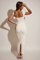 Modal Sweetheart-Neck Cap-Sleeve Midaxi Dress In Ivory