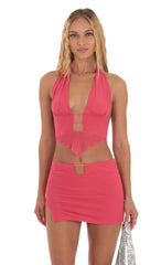 Halter Two Piece Set in Pink