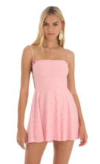 Floral Eyelet A-Line Dress in Pink