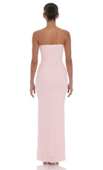 Strapless Ruffle Maxi Dress In Pink