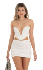 Corset Two Skirt Piece Set in White